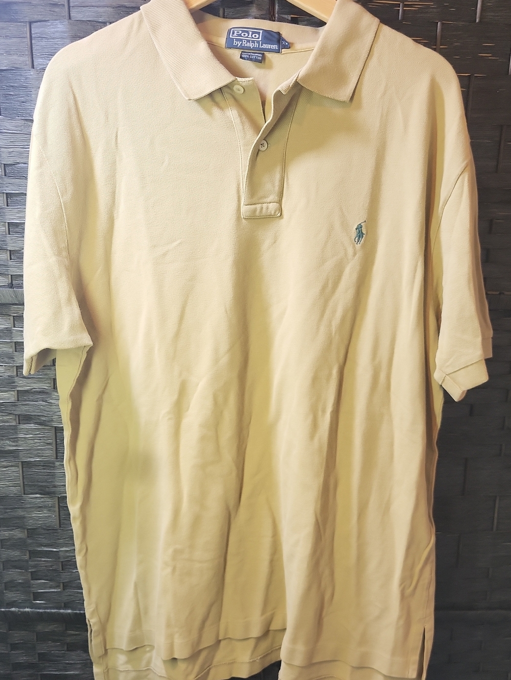 Ralph Lauren Beige Polo Shirt with Teal Logo
